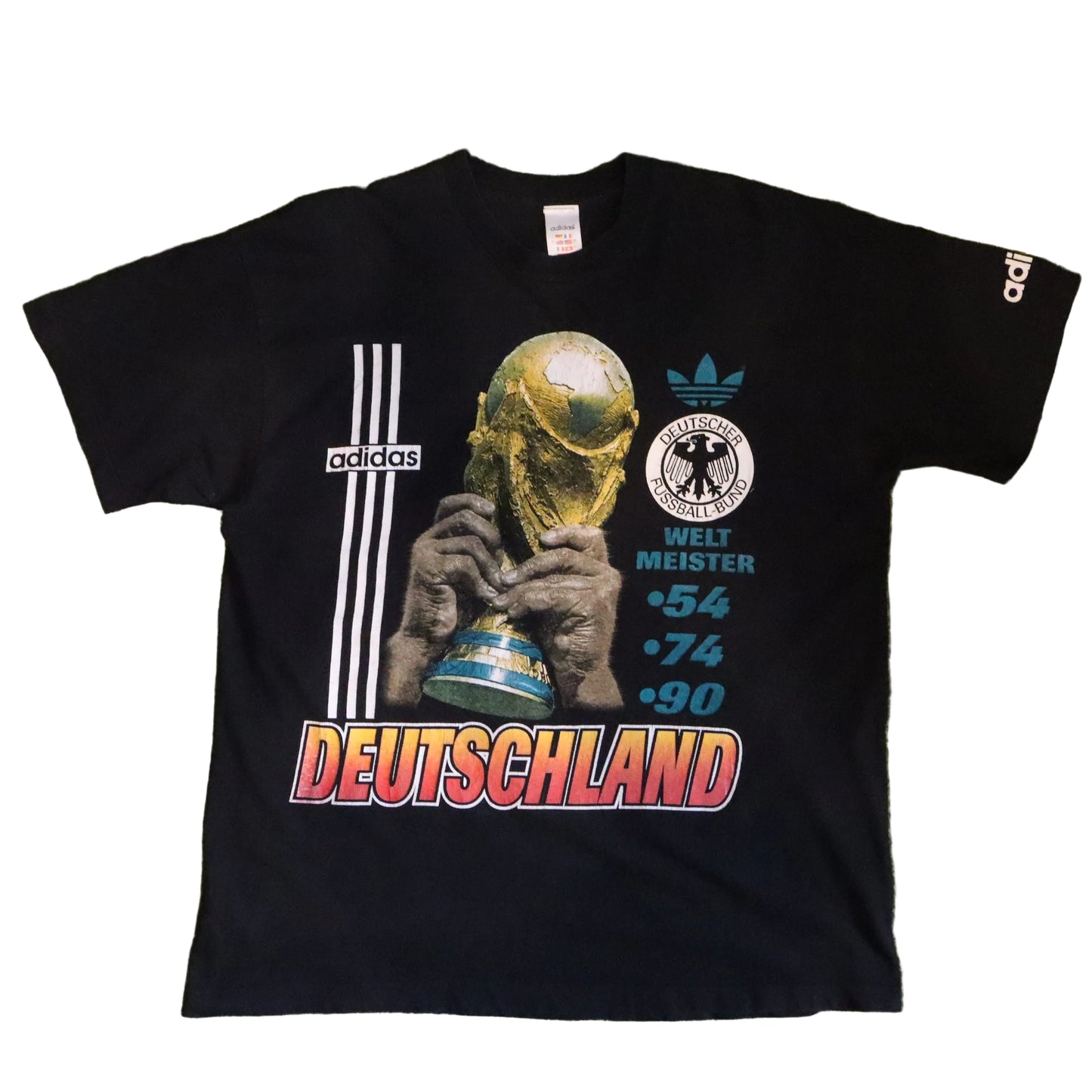 '90 Adidas "Deutschland Weltmeister 54/74/90" T-Shirt (L/XL)