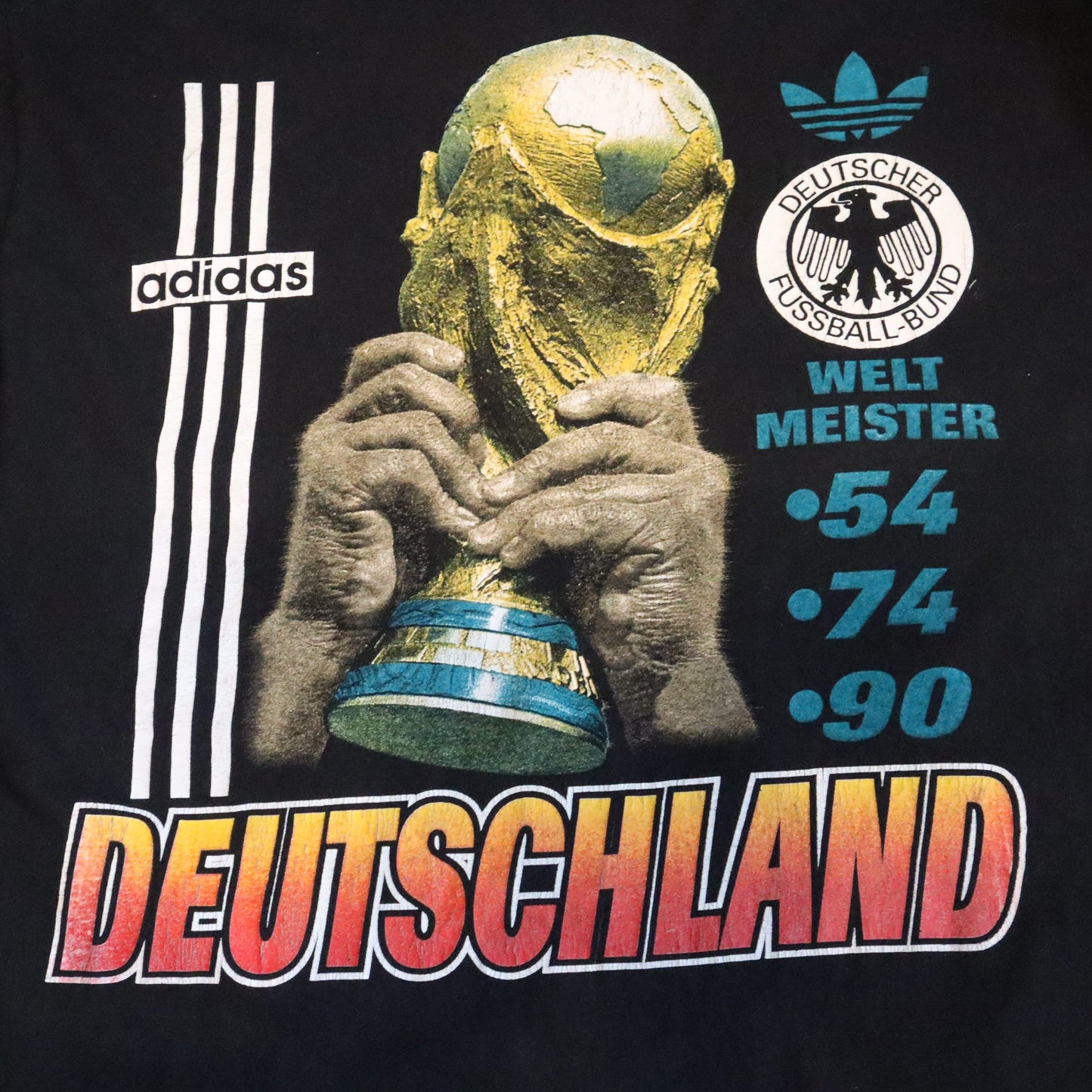 '90 Adidas "Deutschland Weltmeister 54/74/90" T-Shirt (L/XL)